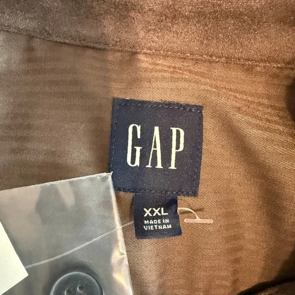 GAP Womens Faux Suede Utility Shirt Dress Mauve Brown XXL Puff Sleeve Mini - Picture 5 of 10